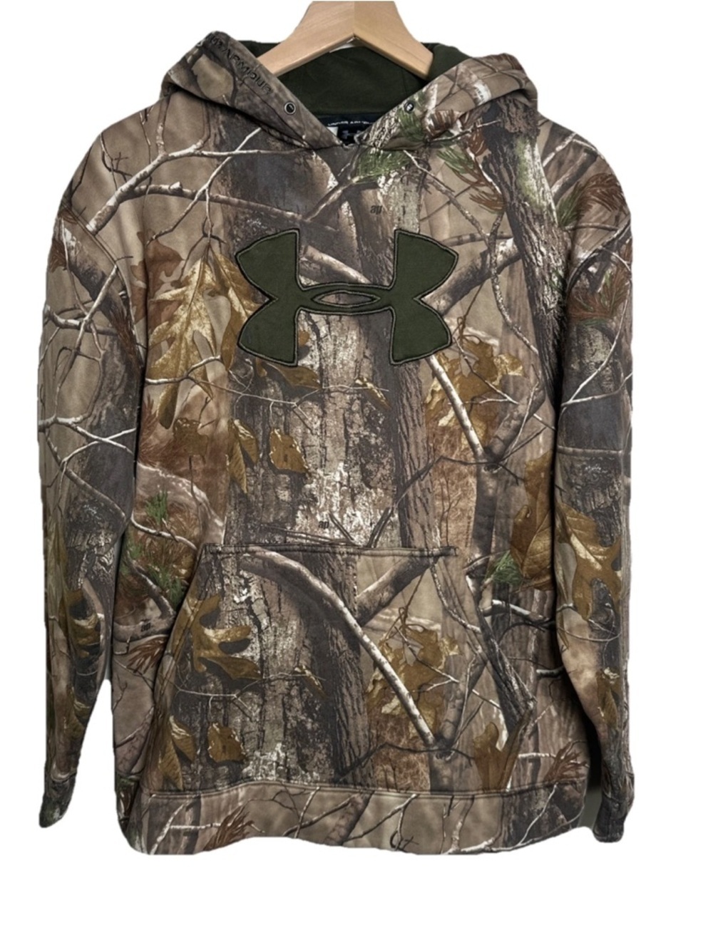 Under Armour Realtree Camo Green Pullover Hoodie Sweatshirt Youth Large Hunting